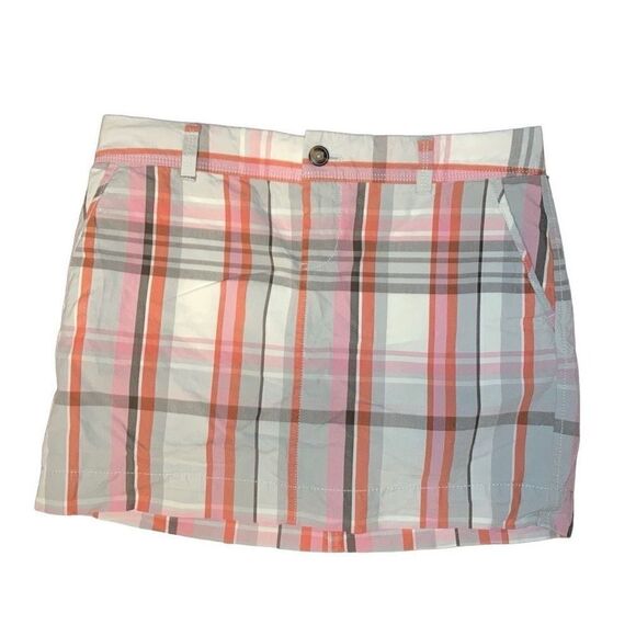 Y2K Old Navy Sz 2 100% Cotton Made in India Plaid Multicolor Mini Skirt Low Rise - Picture 1 of 4